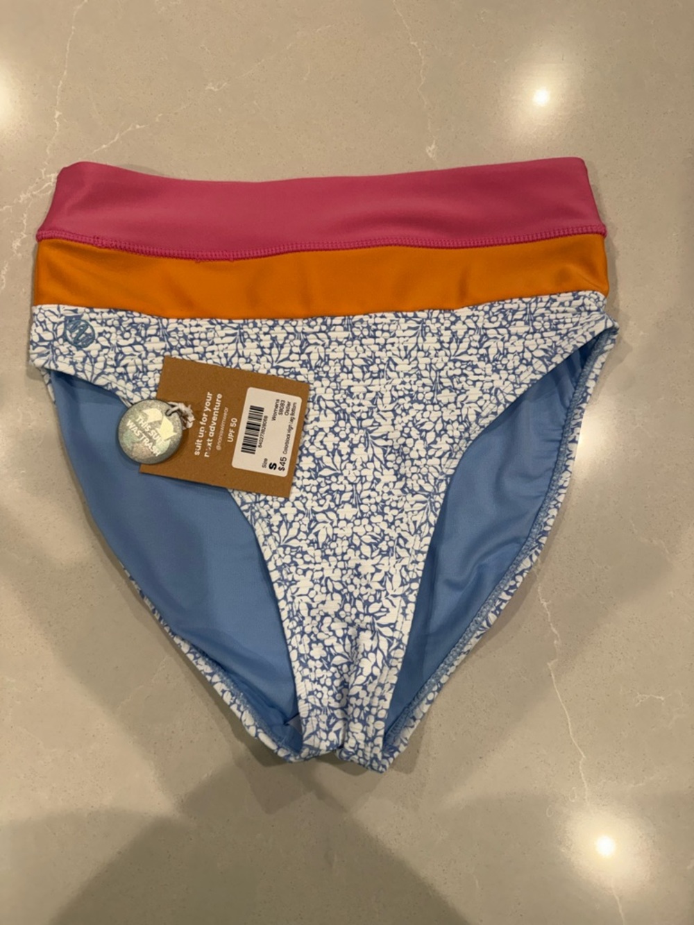 Nani Colorblock High-Waist Bikini Bottom - Pink/Orange/Blue Floral